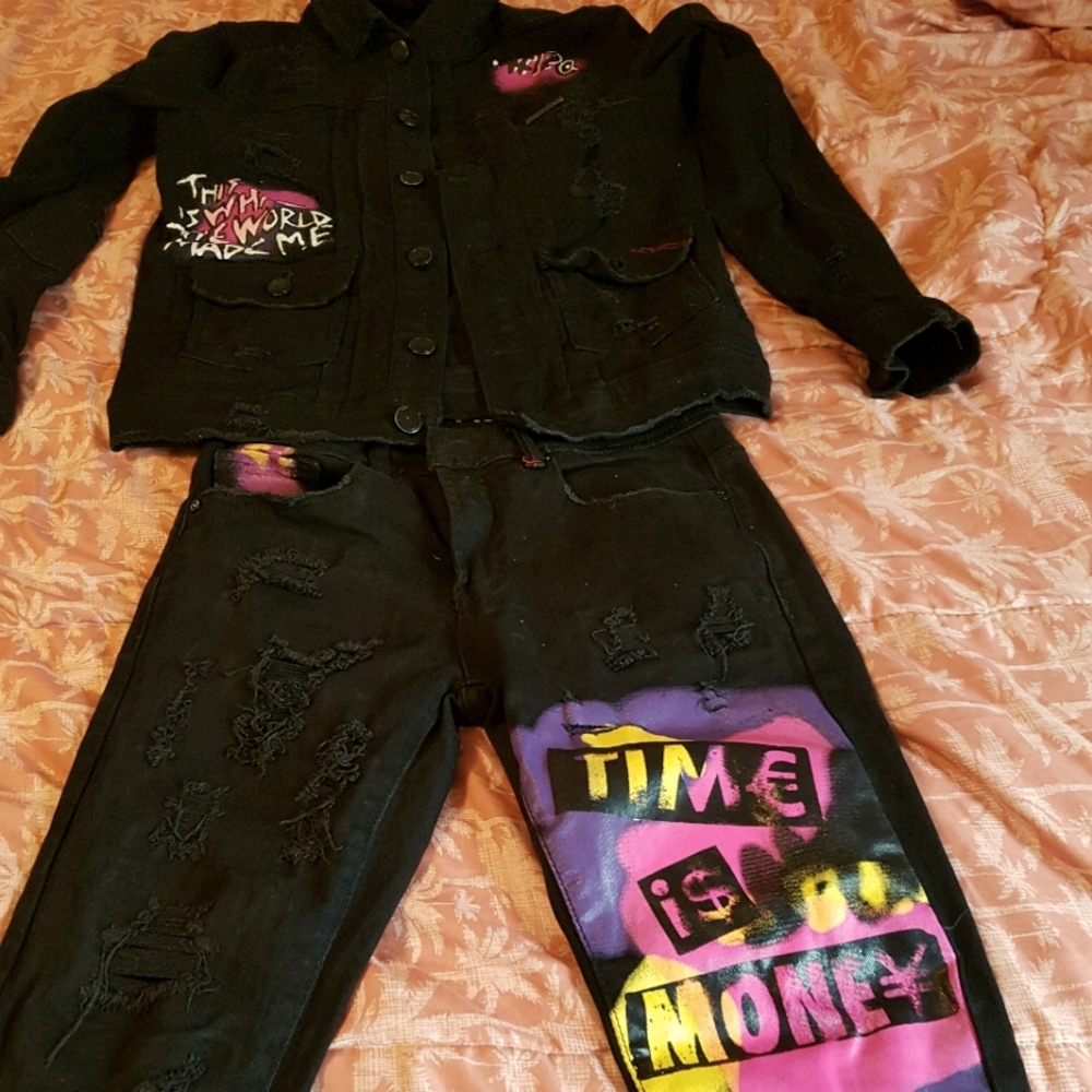 Time is money skinny jeans & jacket.